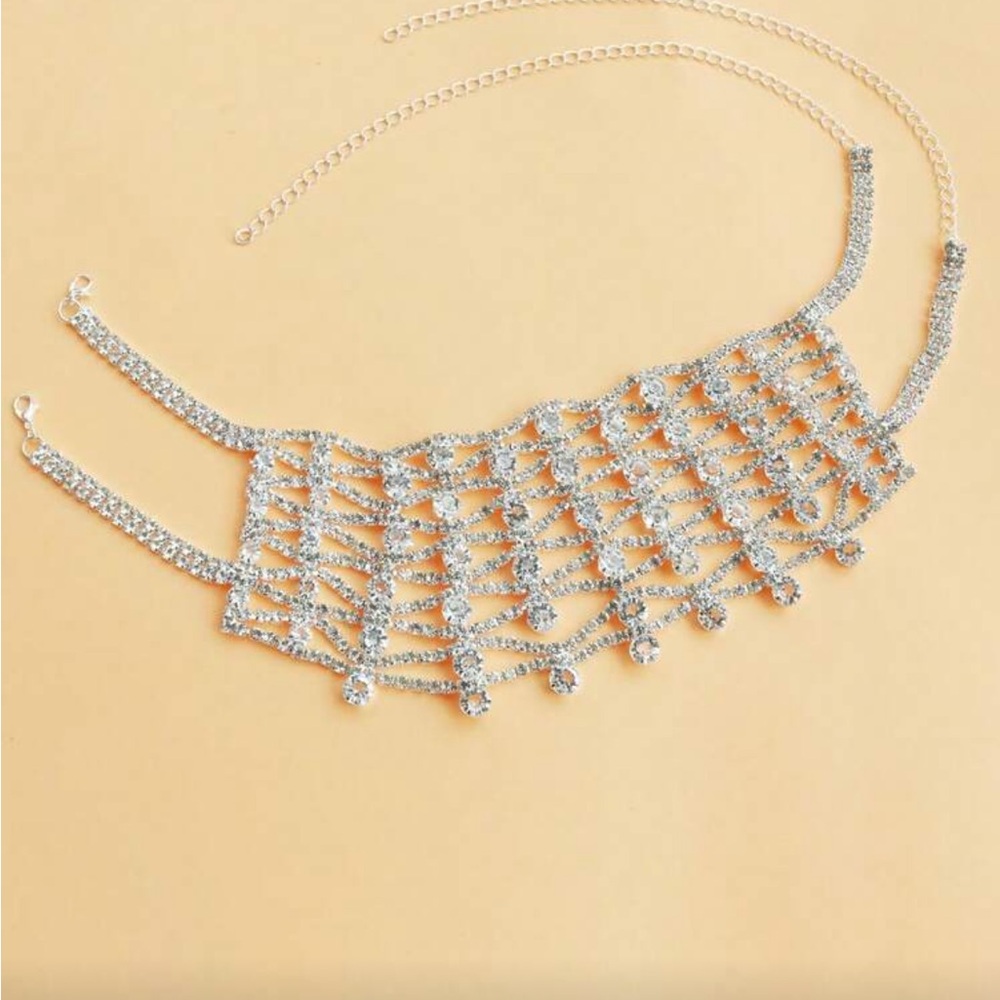 Revolve Silver Crystal Statement Necklace - image 8